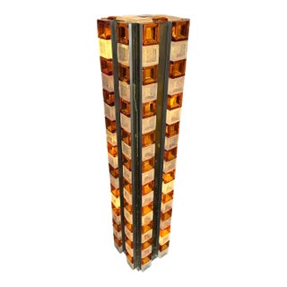 Mid-Century Modern Glass Cube Tower Floor Lamp by Poliarte, Italy, 1970s For Sale