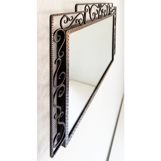 Art Deco 1930's French Art Deco Bronze Framed Wall Mirror For Sale - Image 3 of 10