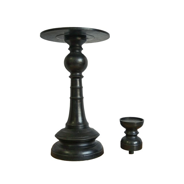 Black Bronze Candle Holder With Removable Top, 16 Inches, Indonesia For Sale - Image 8 of 11