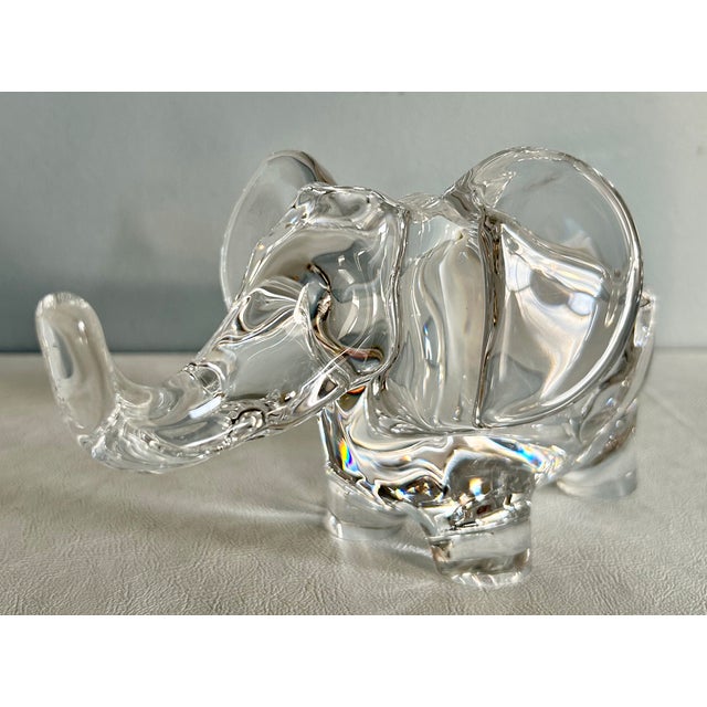 Transparent Vannes Le Chatel France Crystal Art Glass Elephant Candy Bowl Dish Jewelry Dish For Sale - Image 8 of 14