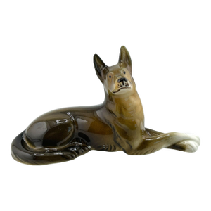 1960’s Royal Dux Porcelain German Shepherd Statue Czechoslovakia