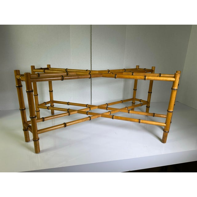 Sand 1970s Regency Style Faux Bamboo and Brass Coffee Table For Sale - Image 8 of 12