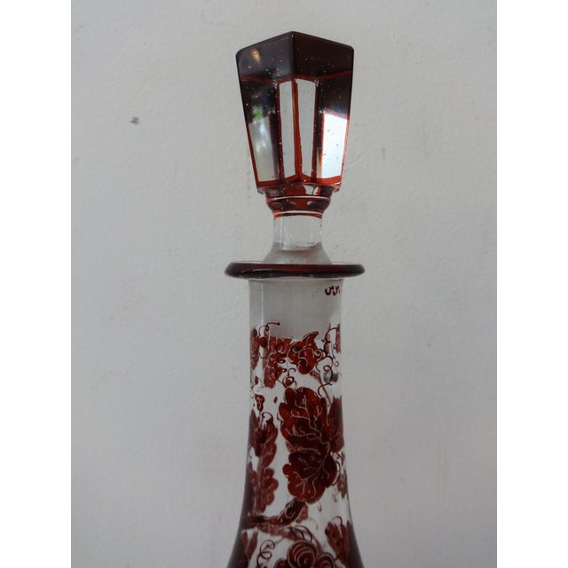Vintage Bohemian Glass Decanter w/ Crystal Stopper | Chairish