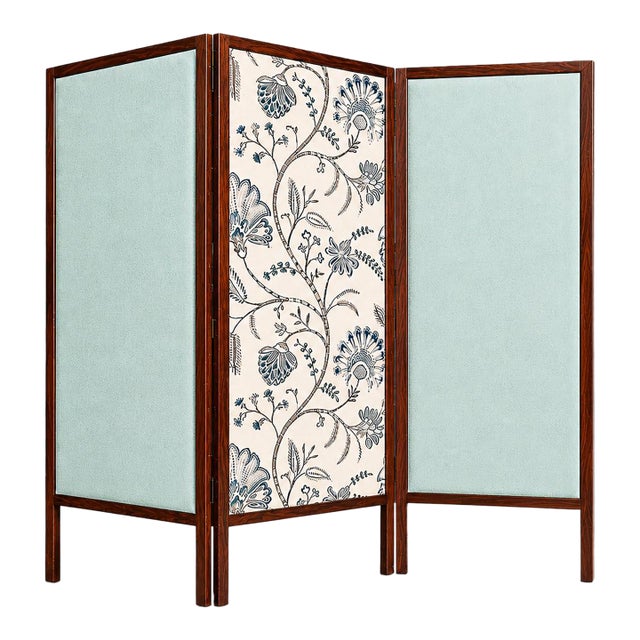 Three-Panel Screen in Brazilian Rosewood & Upholstered Fabrics by Sergio Rodrigues, 1960s For Sale