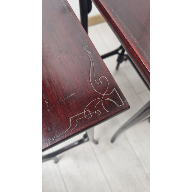 Four 1920s-Style Wooden Nesting Tables with Thonet Label Decorations, Set of 4 For Sale - Image 15 of 18