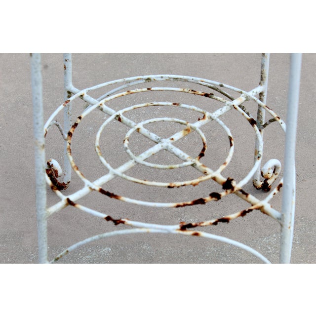 Vintage French Country Wrought Iron Wire Jardinière Plant Stand For Sale - Image 10 of 11