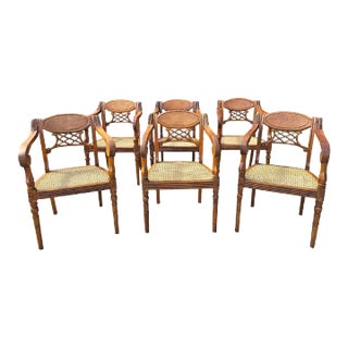 Regency Style Mahogany and Cane Dining Chairs by Hickory Chair Co For Sale