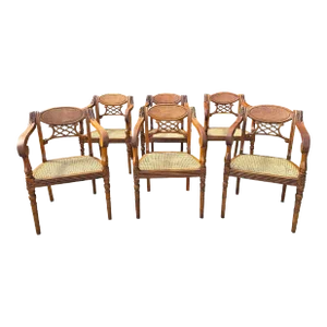 Regency Style Mahogany and Cane Dining Chairs by Hickory Chair Co