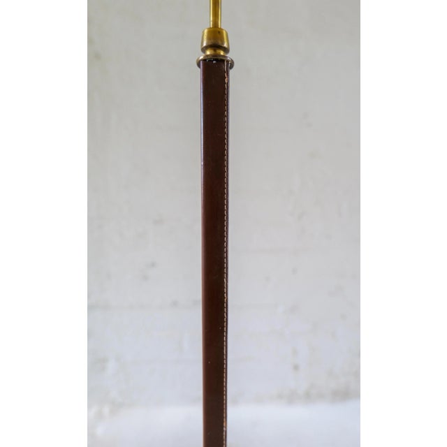 Brown Mid-Century Modern Brass and Brown Leather Floor Lamp from Falkenbergs Belysning, Sweden, 1960s For Sale - Image 8 of 13