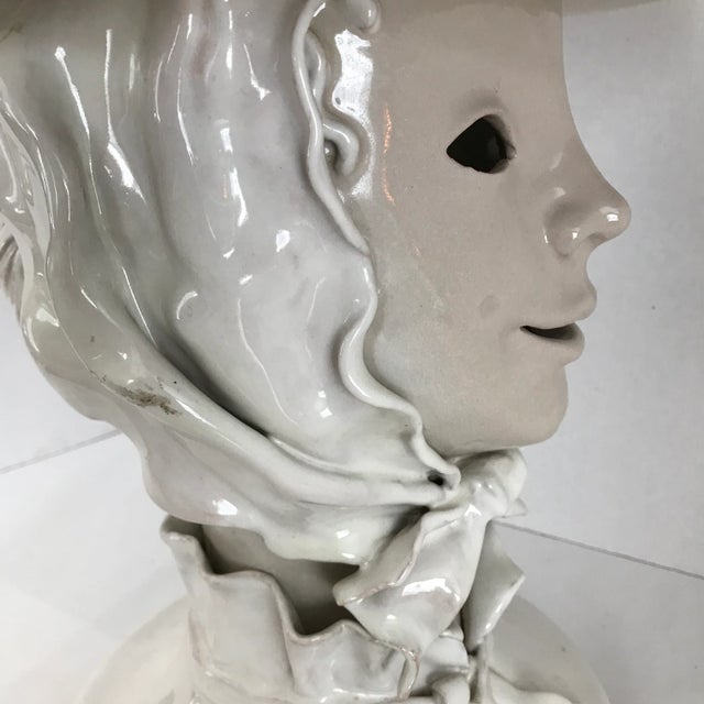 Vintage Glazed Pottery Woman Wearing a Hat Sculpture For Sale - Image 11 of 13