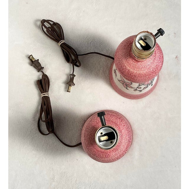 Mid 20th Century Pair Vintage Italian Art Sgraffito Pottery Table Lamps by Fratelli Fanciullacci, 1950s-1960s For Sale - Image 5 of 12