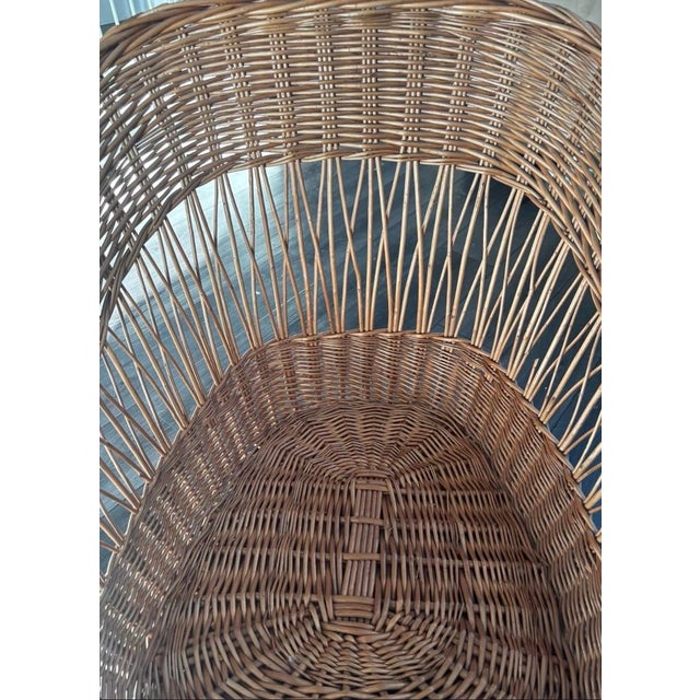 1970s Sculptural Wicker Barrel Chairs - Pair Vintage For Sale - Image 10 of 12