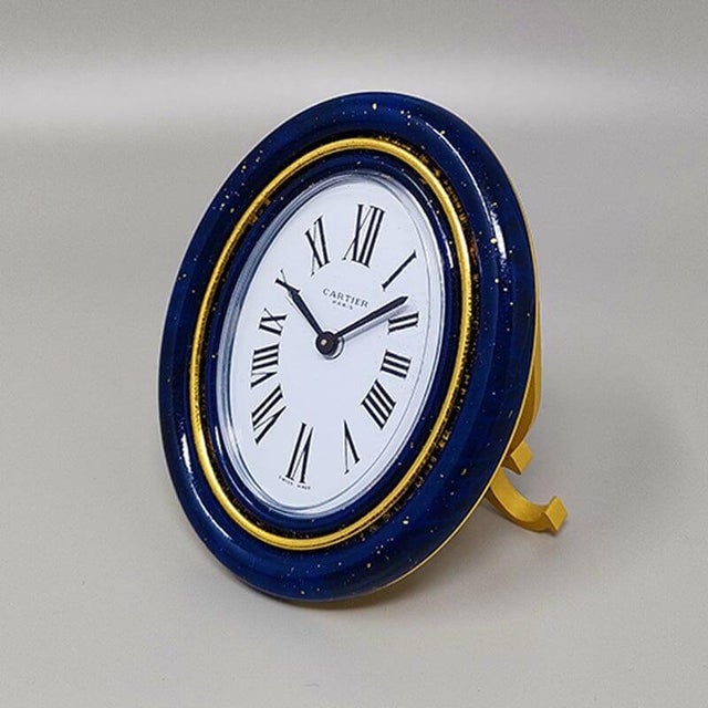 1980s Swiss Alarm Clock in Pendulette Lapis Lazuli by Cartier, 1980s For Sale - Image 5 of 12