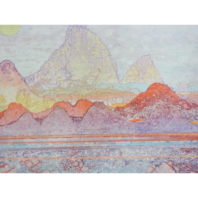 1985 Walter Crump Abstract Landscape Collograph Print For Sale - Image 4 of 5