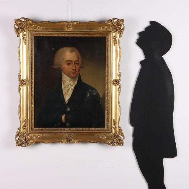 Oil on canvas. French school of the late 18th - early 19th century. Portrait of a gentleman in elegant bourgeois dress....