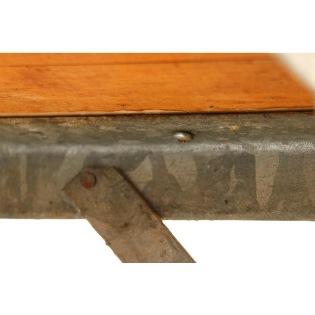 1950s Industrial Butcher Block Workstation Table With Steel Frame, Drawer & Removable Galvanized Trays For Sale - Image 15 of 18