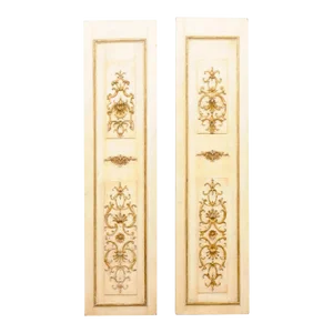 Pair Mid 20th Century French Decorative Wall Panels With Gilt Rinceaux & Shell Accents
