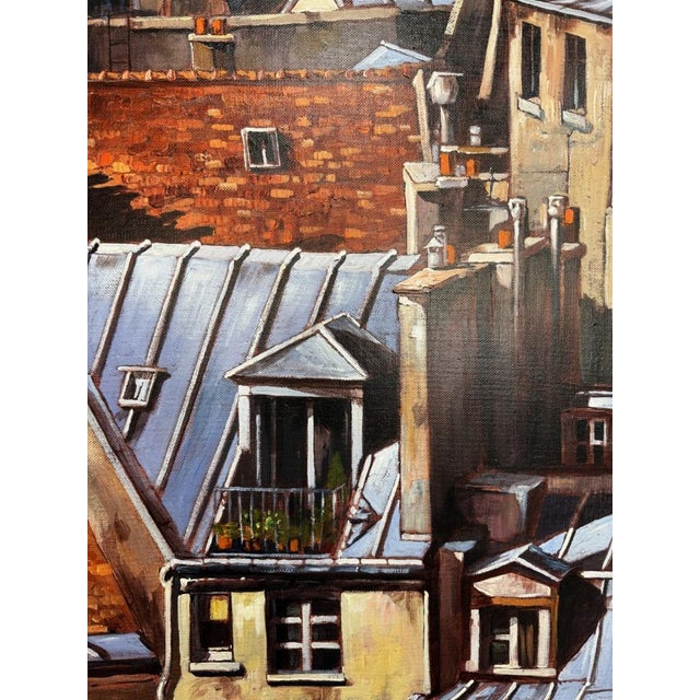 “Tuiles Et Zinc” by Philippe Vermeulen “Fifax” Original Oil on Canvas For Sale In Raleigh - Image 6 of 15