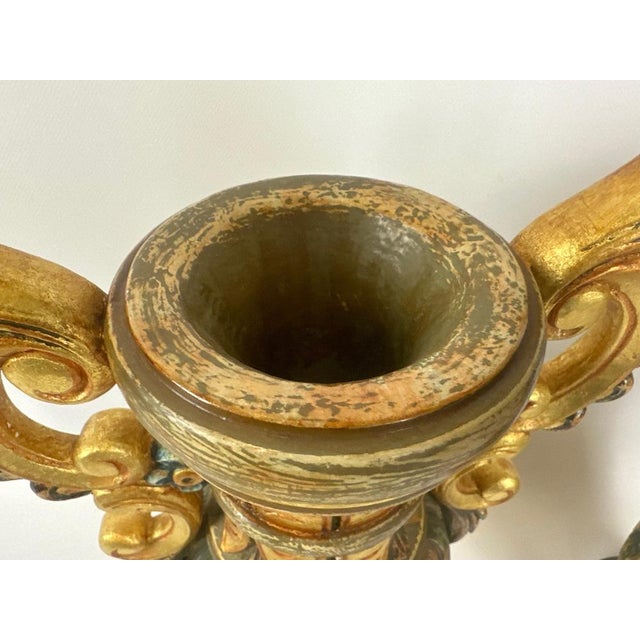 Neoclassical Polychrome Hand Painted Vases, 1980s, Set of 2 For Sale - Image 6 of 13