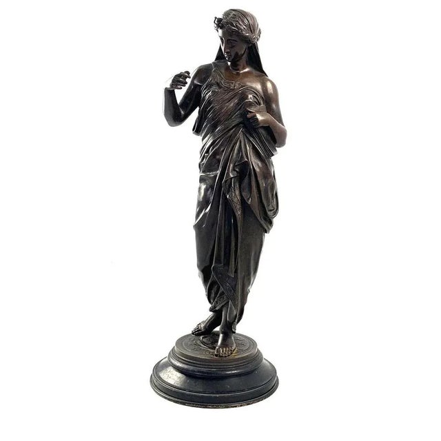 19th Century Bronze of a Women Draped in Robes on a Round Zodiac Base For Sale - Image 10 of 11