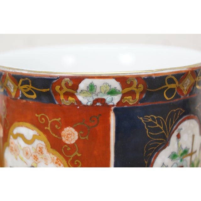 Red Pair Chinese Imari Style Handled Cachepots Planters Jardinieres Urns 7" For Sale - Image 8 of 14