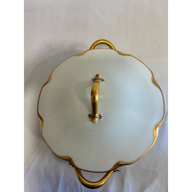 White Antique Haviland & Co. Limoges Covered Vegetable Tureen, Gold Handles, France For Sale - Image 8 of 14
