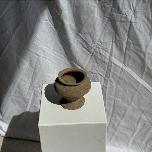 Small Indonesian Brutalist Pedestal Pot, 1980s For Sale - Image 3 of 8