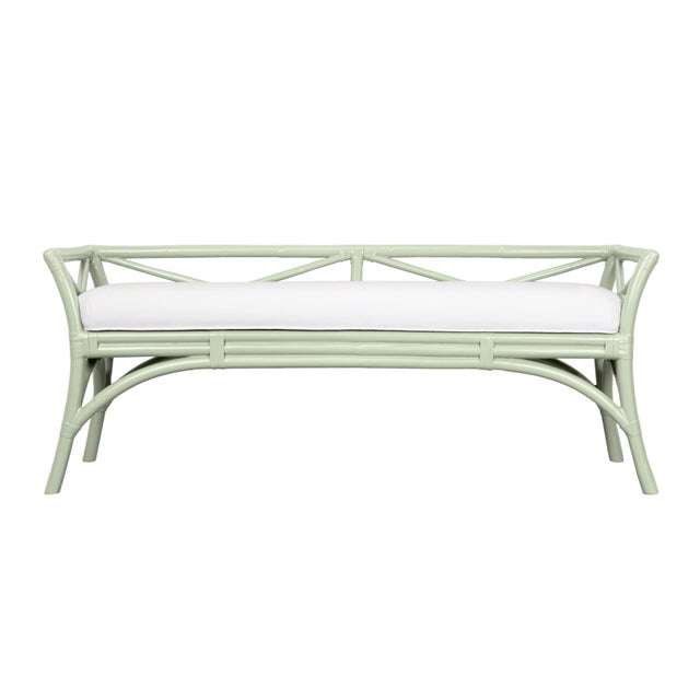 Wood Charlotte Bench - Celery Green For Sale - Image 7 of 7