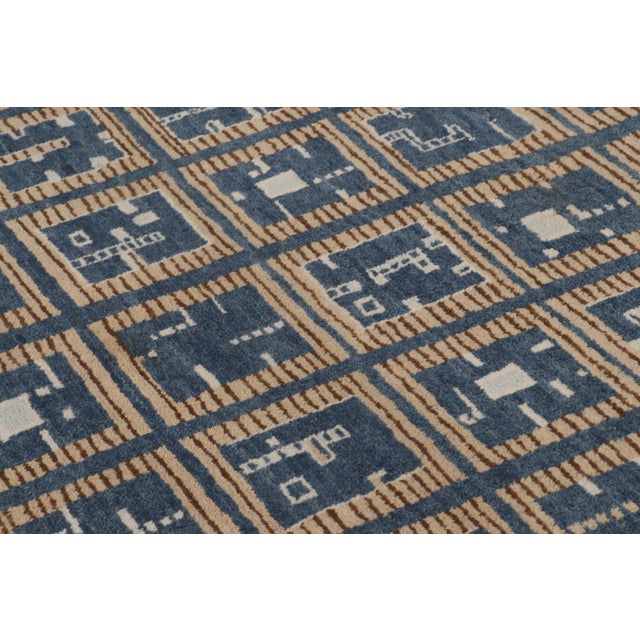 Art Deco Contemporary Art Deco Style Geometric Blue Wool Rug by Rug & Kilim, India For Sale - Image 3 of 10
