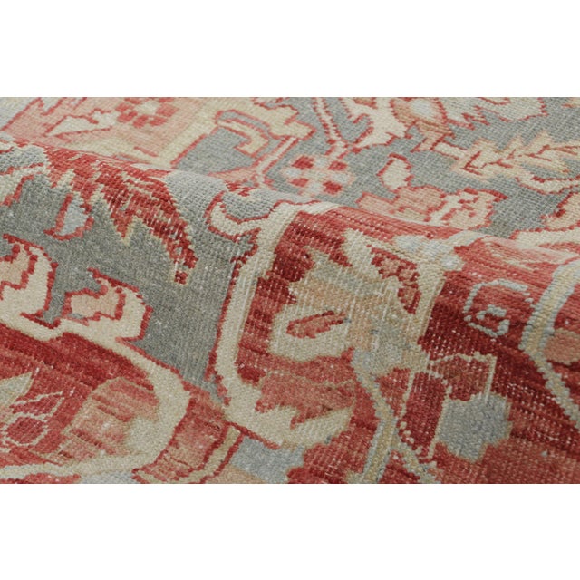 Antique Persian Heriz Rug in Red and Teal Floral Design - Rug & Kilim For Sale In New York - Image 6 of 7