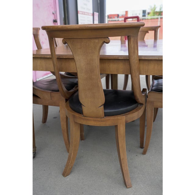 1970s Baker Furniture Palladian Collection Walnut Dining Table & 6