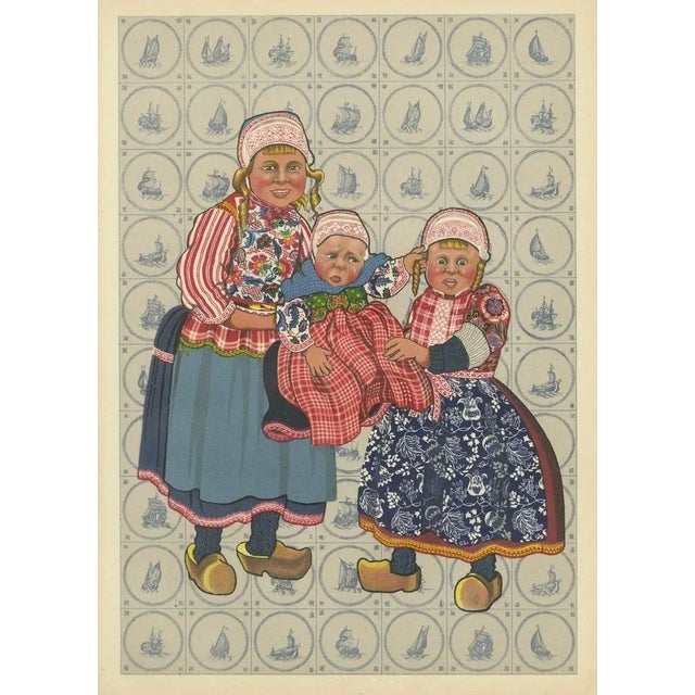 Dutch Childrens' Folk Dress from Marken, 1932, Lithograph For Sale - Image 6 of 10