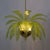 Mouth blown murano glass chandelier, green murano glass leaves, brass frame, three light bulbs. The chandelier reproduces...