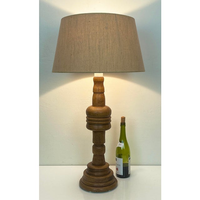 Large Turned Oak Table Lamp, 1960s For Sale - Image 12 of 18