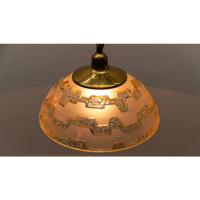 Amber-Colored Embossed Glass Lamp by Peill & Putzler, Germany, 1960s For Sale - Image 9 of 14