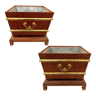 Chinese Mahogany Planters by George Zee - Pair For Sale