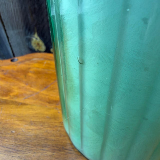 Vintage Green Decanter Bottles With Metal Siphon Discs and Monogram Discs - Set of 3 For Sale - Image 6 of 9