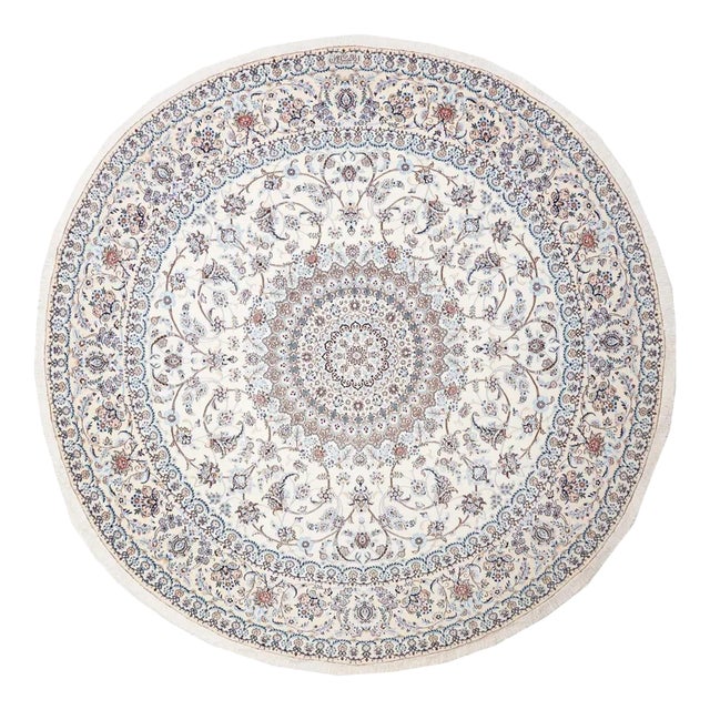 Middle Eastern Hand-Knotted Nain Rug with Floral Pattern For Sale