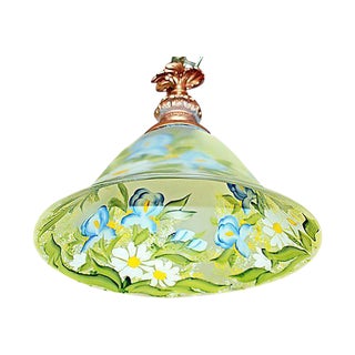 Painted Glass Hanging Lamp For Sale