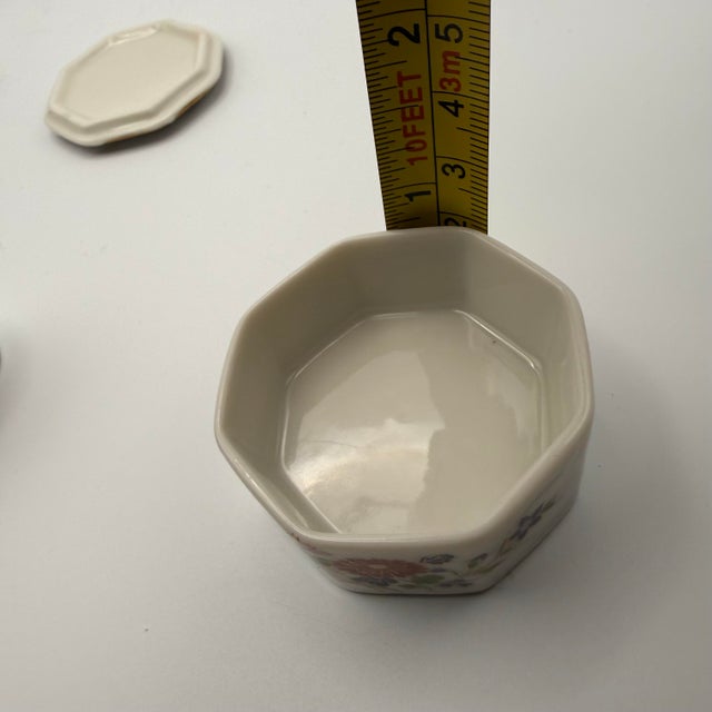 Vintage Shibata Japan Porcelain Trinket Box Set Heart & Hexagon Floral Gold Trim For Sale - Image 9 of 10