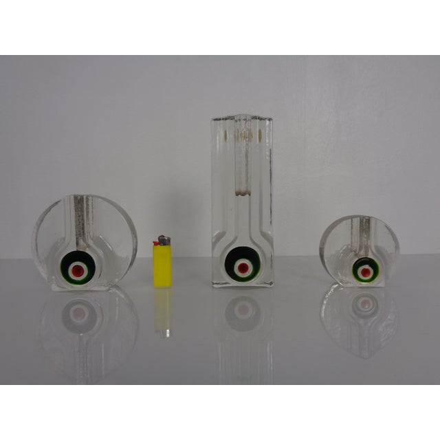 Set of 3 Pop Art glass vases by H. Düsterhaus for Walther-Glas from the 1960s. Height: 7.8/10.6/19.5 cm Diameter:...