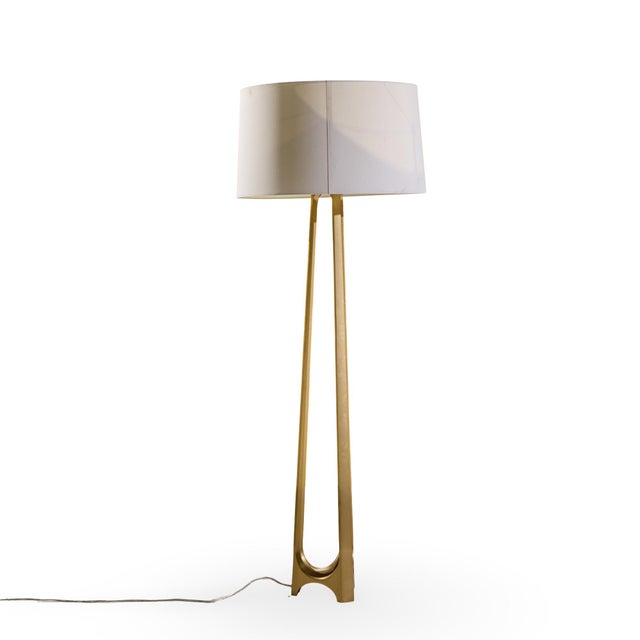Contemporary Thomas Pheasant for Baker Furniture Iron Eye Brass Floor Lamp For Sale - Image 3 of 6
