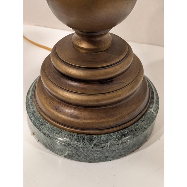 Vintage Classic Solid Brass and Green Marble Table Desk Lamp For Sale In Detroit - Image 6 of 14