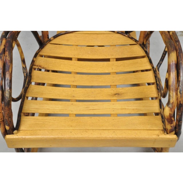 Late 20th Century Vintage Adirondack Tree Branch Twig Arts & Crafts Primitive Rocker Rocking Chair For Sale - Image 5 of 11