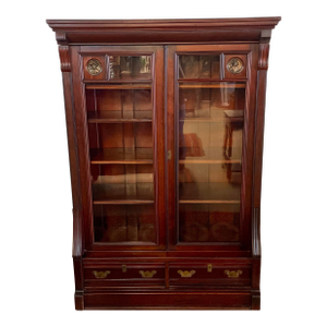 Antique Mahogany Glass-Door Bookcase