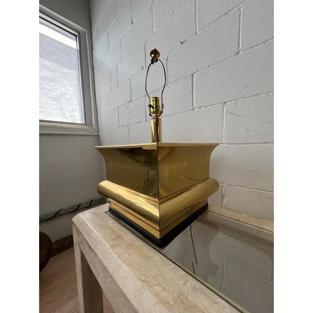 Brass 1970s Modernist Sculptural Hollywood Regency Brass Table Lamps Karl Springer Style - a Pair For Sale - Image 8 of 12