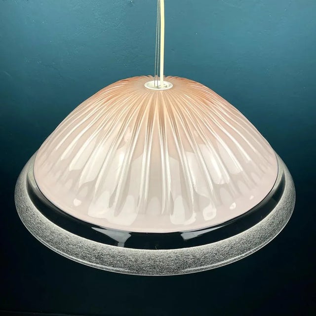 Large Vintage Italian Pink Murano Glass Chandelier, 1970s For Sale - Image 6 of 11