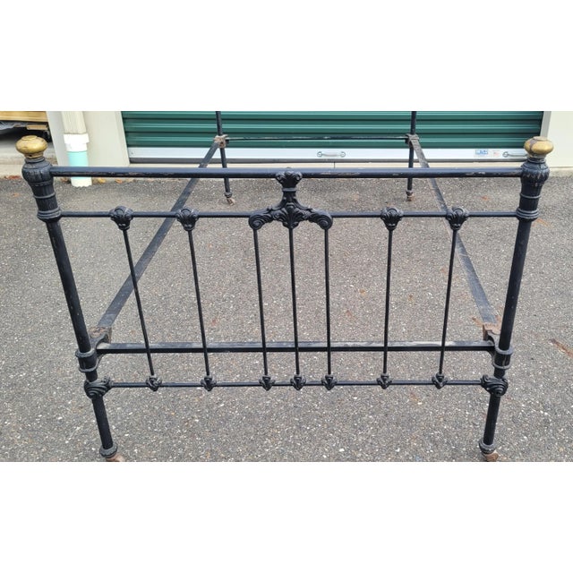 Antique Black Enamel Iron Bed For Sale In Philadelphia - Image 6 of 12