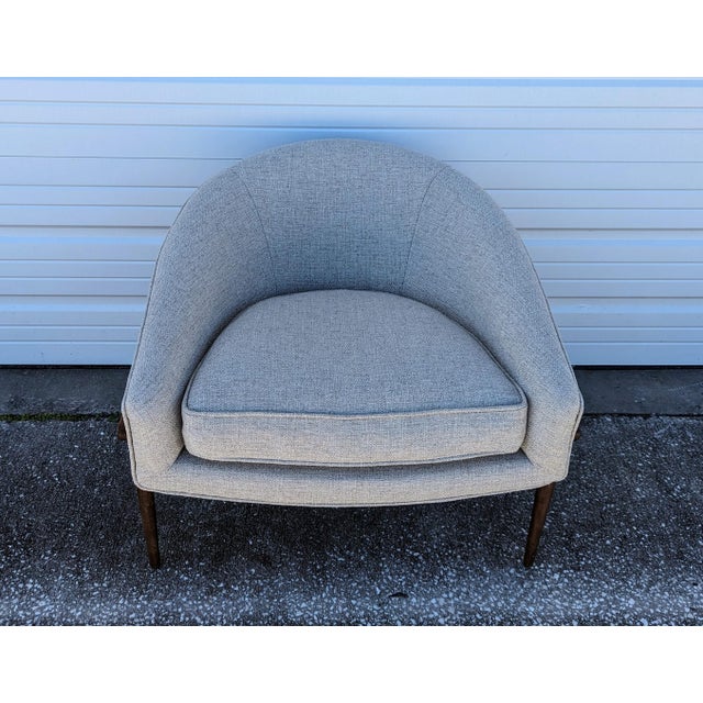 Mid Century Modern Low Walnut Frame Barrel Lounge Chair For Sale In Jacksonville, FL - Image 6 of 11