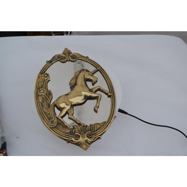 1970s Solid Brass Unicorn Mirror For Sale - Image 9 of 11